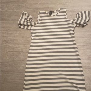 Gray and white dress